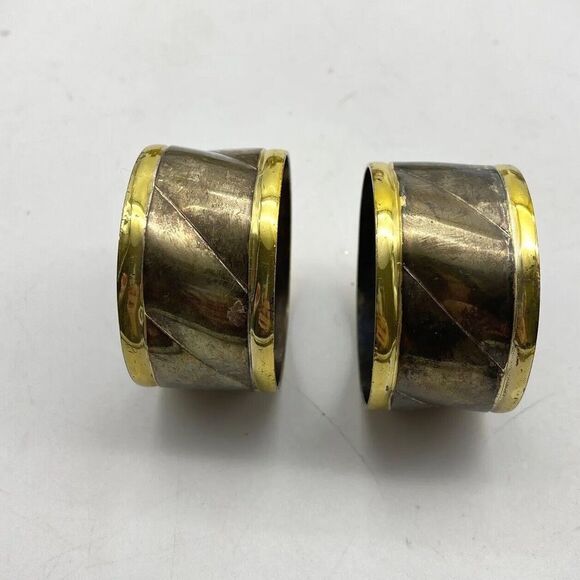 VTG Metal Napkin Rings Silver Gold Assorted Lot Of 17 Mixed Round Ornate Xmas - Picture 2 of 11